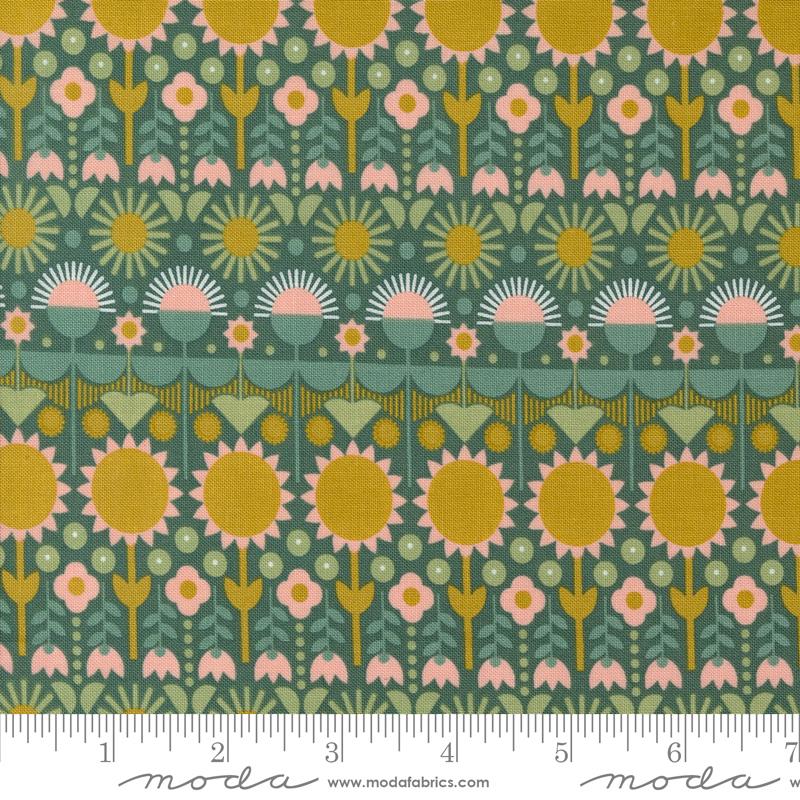 Moda Imaginary Spruce What If Florals Stripe Fabric