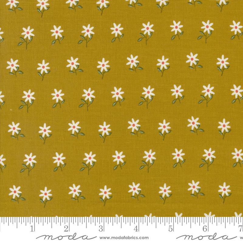 Moda Imaginary Golden Wispy Flowers Fabric