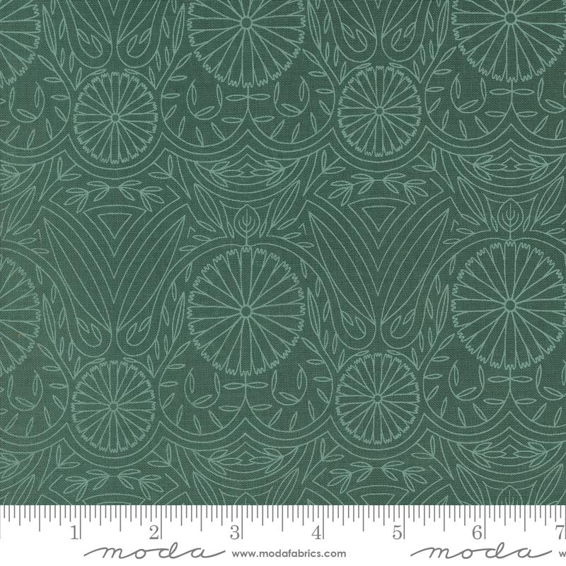 Moda Imaginary Spruce Flower Lines Damask Fabric