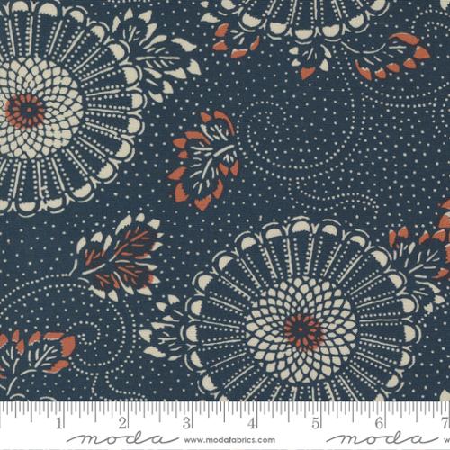 Moda Indigo Blooming Midnight Kiku Florals Fabric