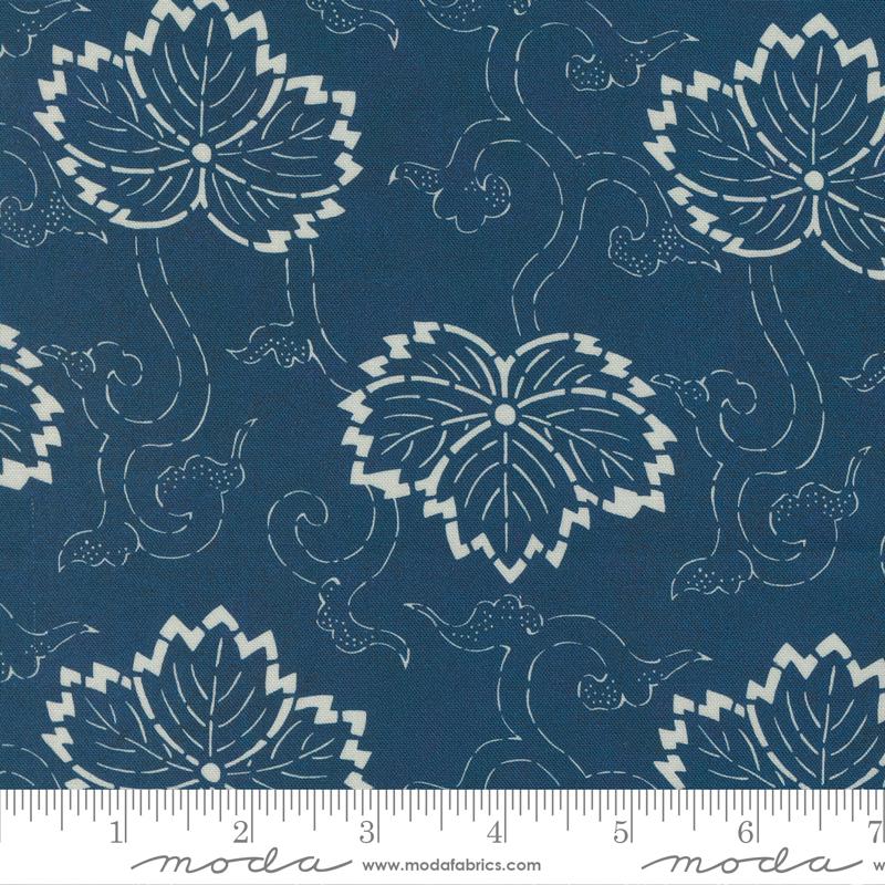 Moda Indigo Blooming Navy Hasu Florals Fabric