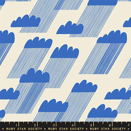 Moda Water Royal Blue Rainclouds Fabric