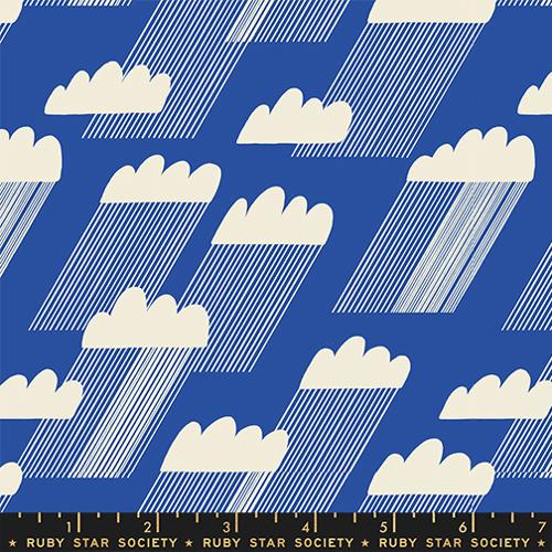 Moda Water Blue Ribbon Rainclouds Fabric