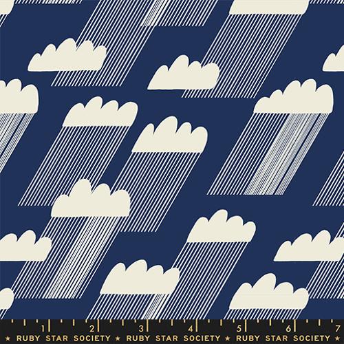 Moda Water Navy Rainclouds Fabric