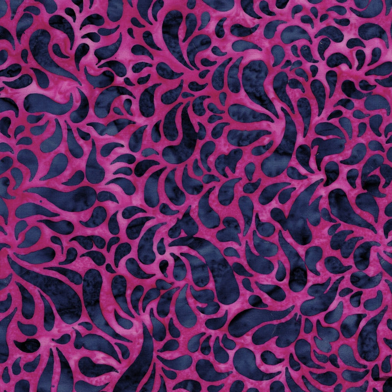 Island Batik Sunset Teardrops Pink Geranium Fabric