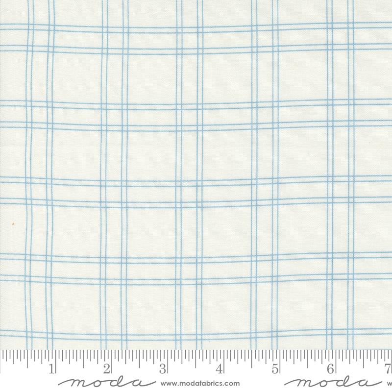 Moda Shoreline Cream Light Blue Plaid Fabric