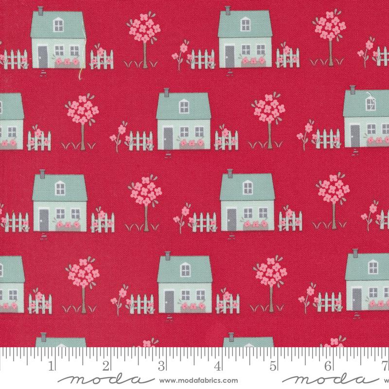 Moda My Summer House Rose Novelty Houses Fabric