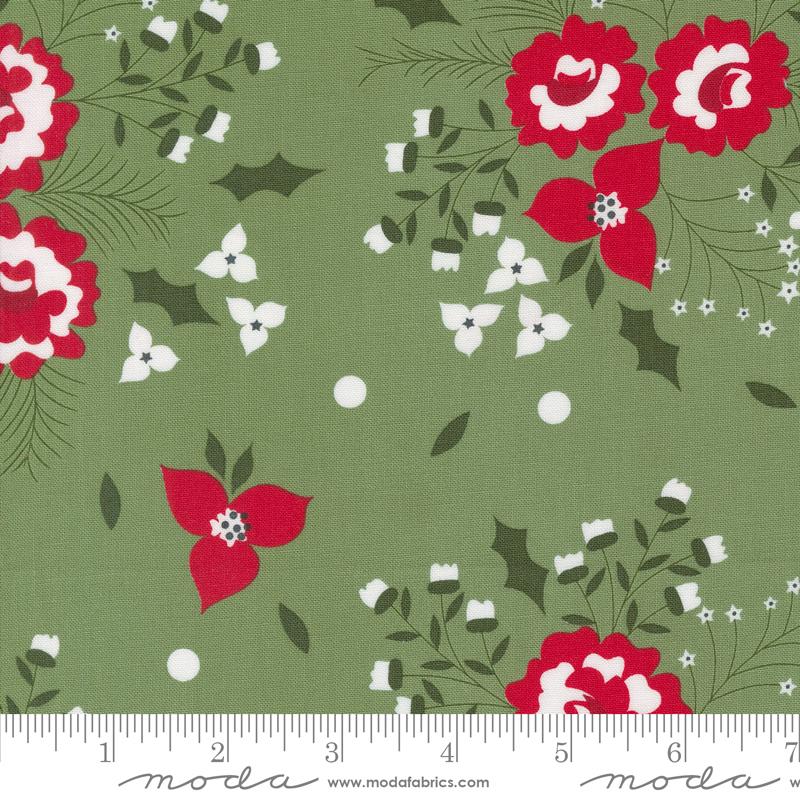 Moda Starberry Holiday Rose Green Fabric