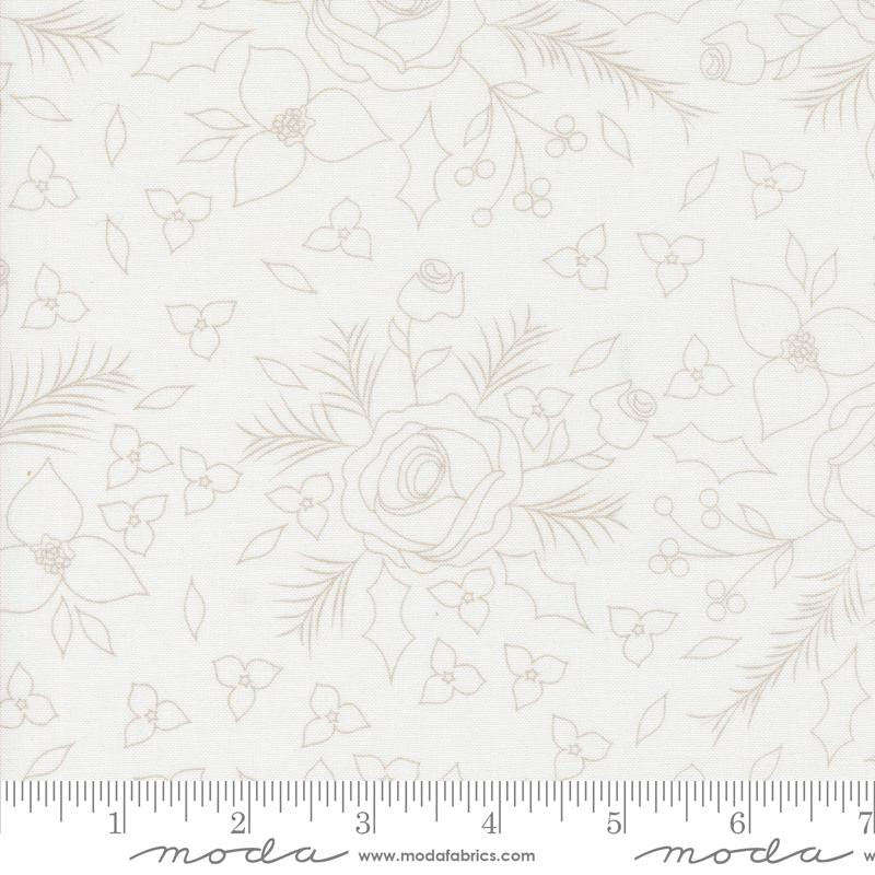 Moda Starberry Winter Sketch Florals Off White Fabric