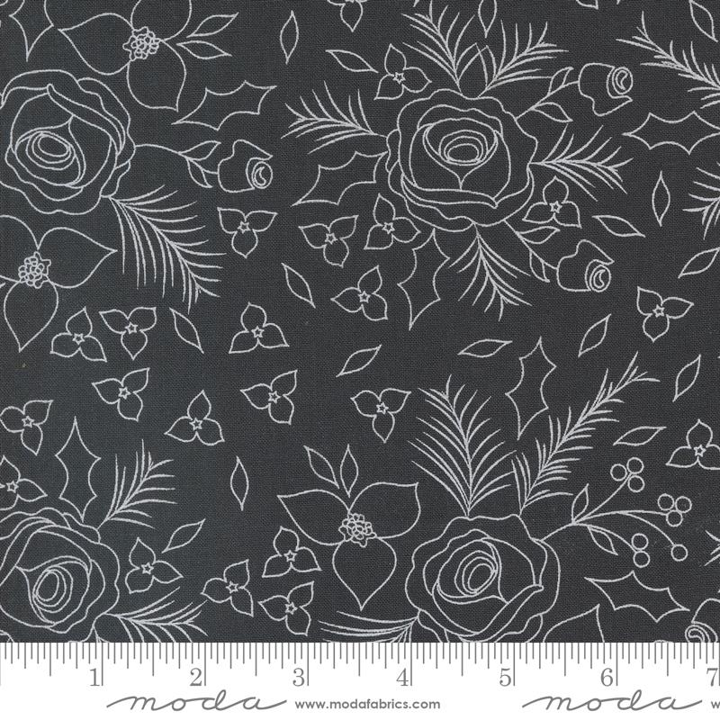 Moda Starberry Winter Sketch Florals Charcoal Fabric