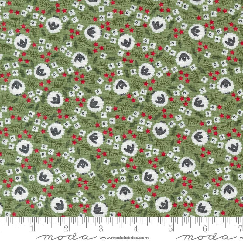 Moda Starberry Small Floral Sheep Green Fabric