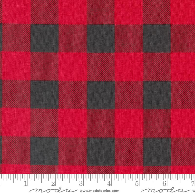 Moda Starberry Buffalo Plaid Red Charcoal Fabric