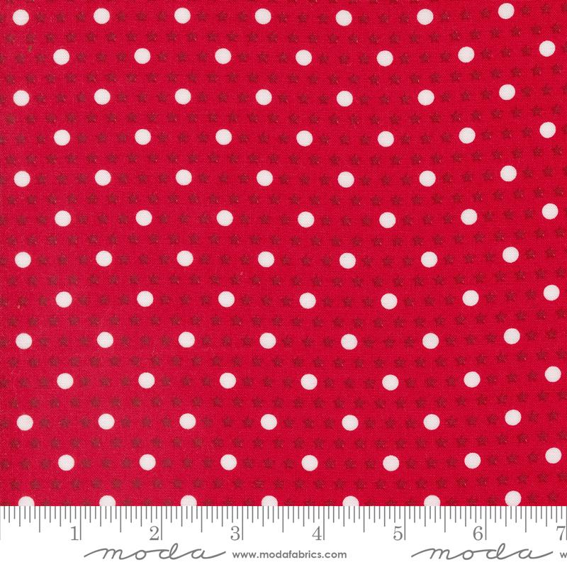 Moda Starberry Polka Star Dots Red Fabric