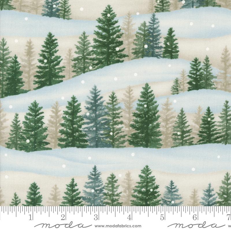 Moda Woodland Winter Trees Snowy White Fabric