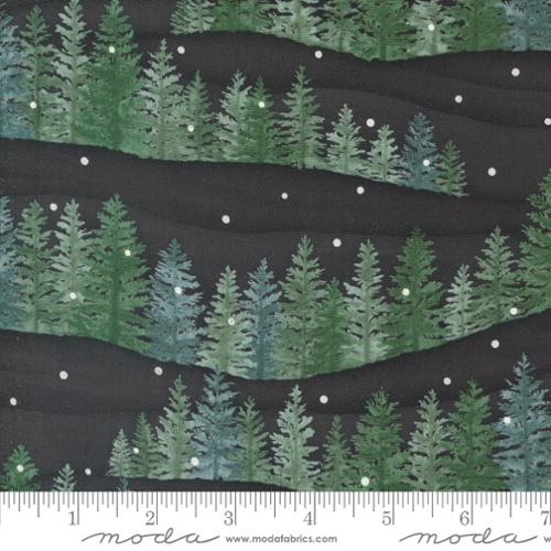 Moda Woodland Winter Trees Charcoal Black Fabric