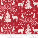 Moda Woodland Winter Damask Animals Cardinal Red Fabric