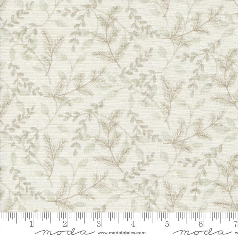 Moda Woodland Winter Winter Greenery Snowy White Fabric