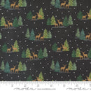 Moda Woodland Winter Tiny Tree Deer Charcoal Black Fabric