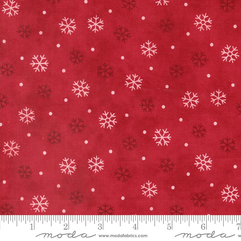 Moda Woodland Winter Snowflake Toss Cardinal Red Fabric