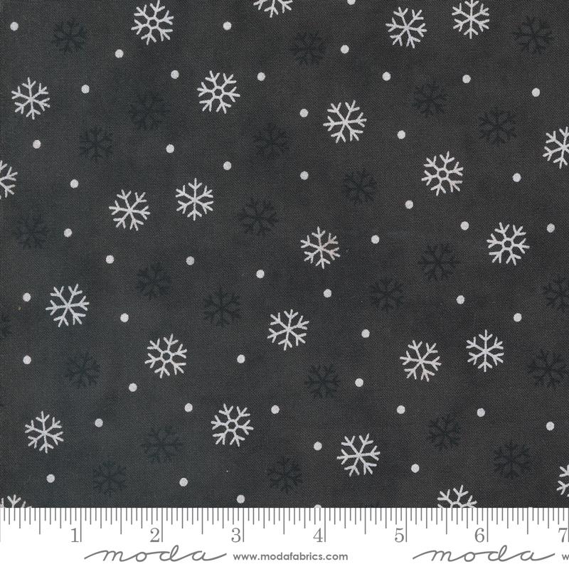 Moda Woodland Winter Snowflake Toss Charcoal Black Fabric