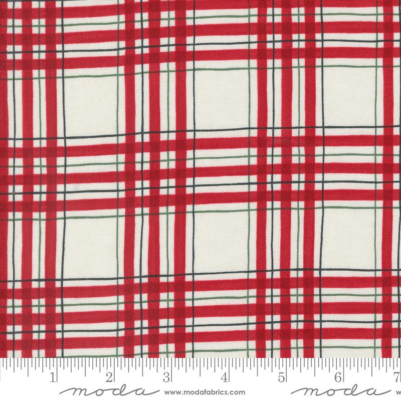 Moda Woodland Winter Plaid Snowy White Fabric