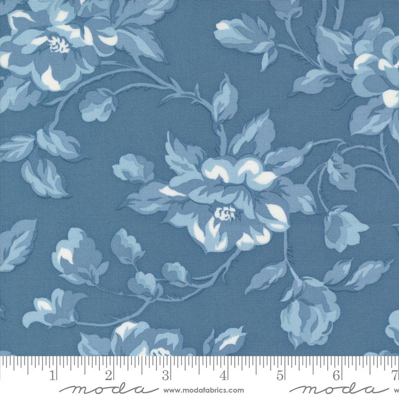 Moda Shoreline Medium Blue Floral 108" Wide Back Fabric