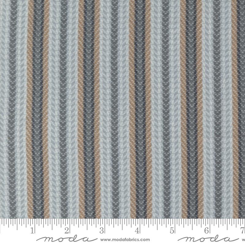 Moda Farmhouse Flannels III Blanket Stripe Pewter Flannel Fabric