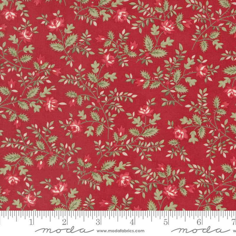 Moda A Christmas Carol Silent Night Crimson Fabric