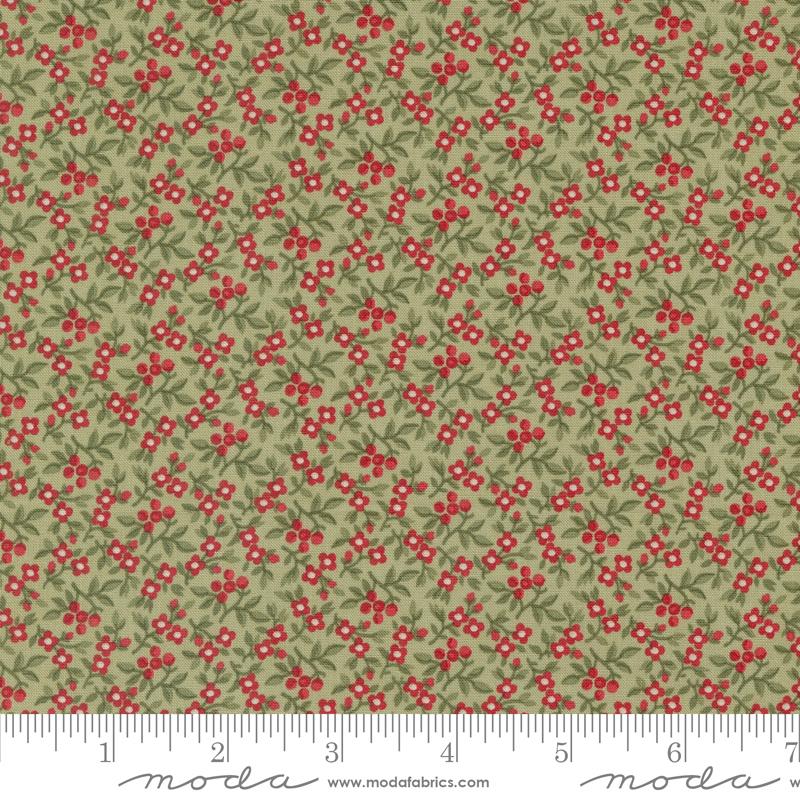 Moda A Christmas Carol Bountiful Berries Sage Fabric