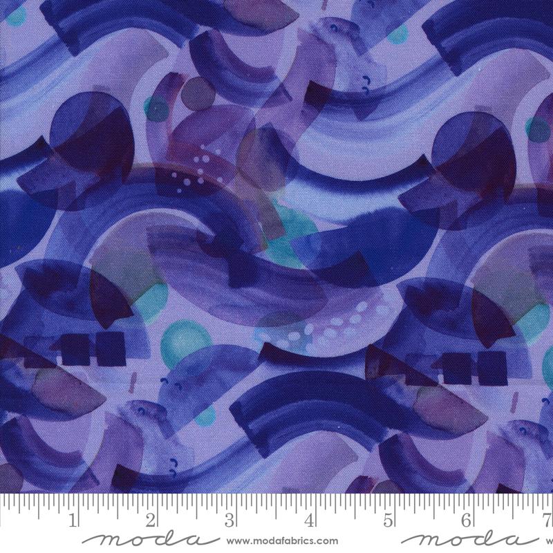 Moda Playgrounds Abrstract Waves Purple Fabric