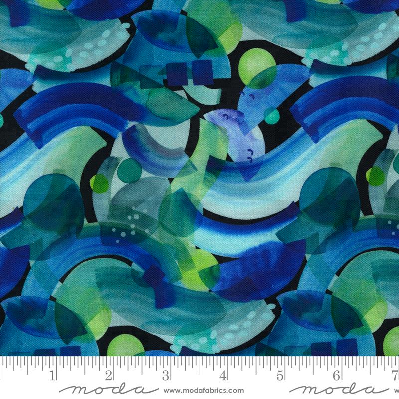 Moda Playgrounds Abrstract Waves Sky Fabric