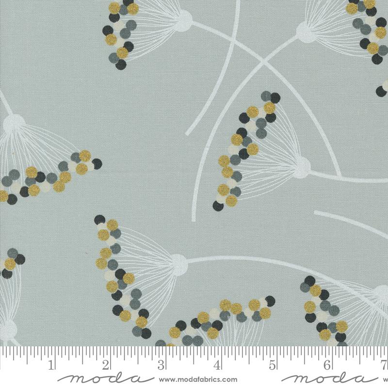 Moda Shimmer Dandelion Silver Metallic Fabric