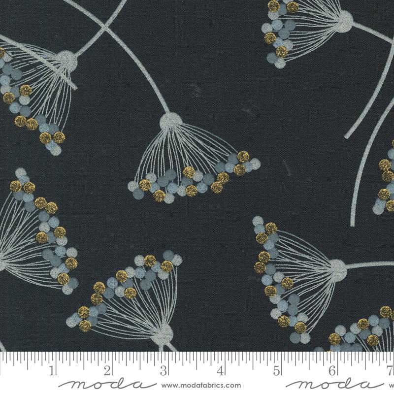 Moda Shimmer Dandelion Ebony Metallic Fabric