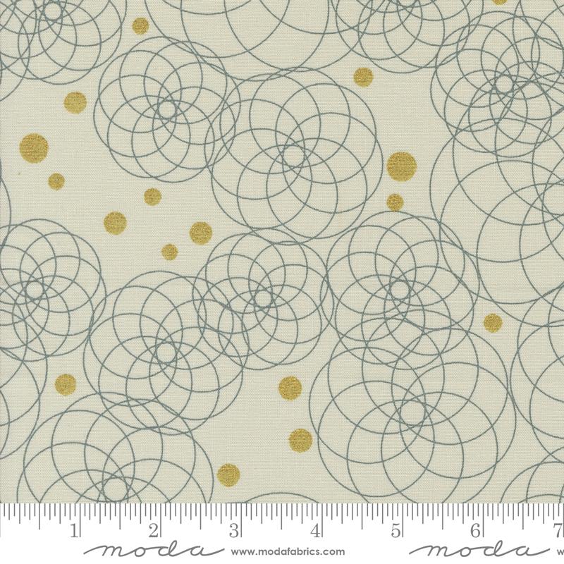 Moda Shimmer Geometric Circles Ecru Metallic Fabric