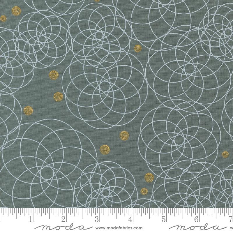 Moda Shimmer Geometric Circles smoke Metallic Fabric