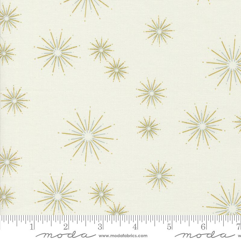 Moda Shimmer Stars Ivory Metallic Fabric