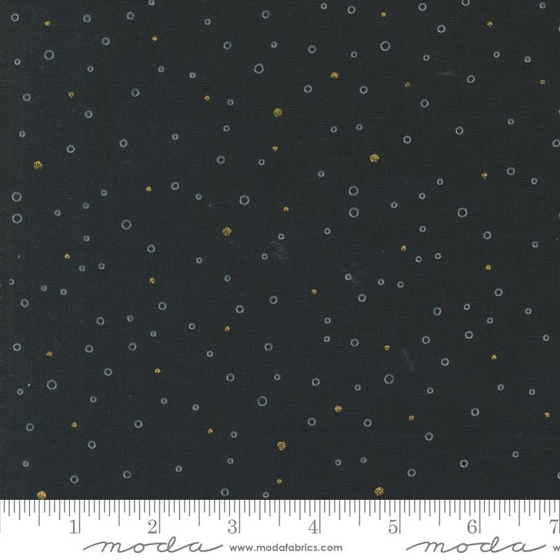 Moda Shimmer Snowing Dots Ebony Metallic Fabric