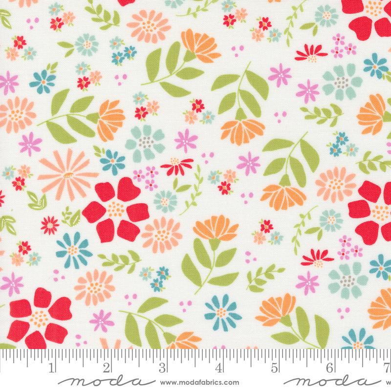 Moda Laguna Sunrise Wild Rose Florals Off White Fabric