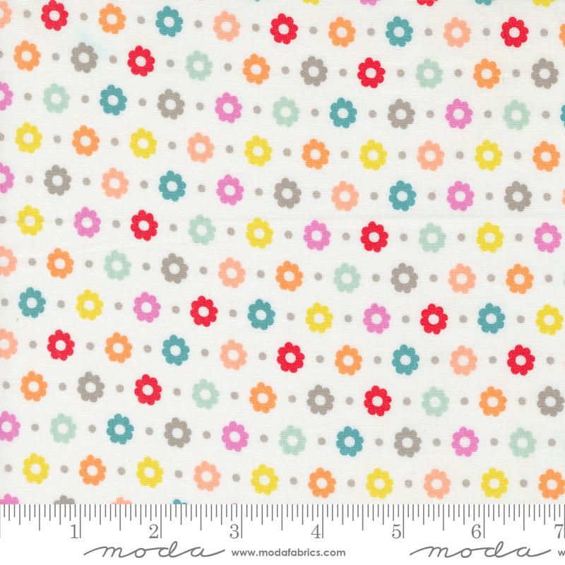 Moda Laguna Sunrise Petal Florals Dot Off White Fabric