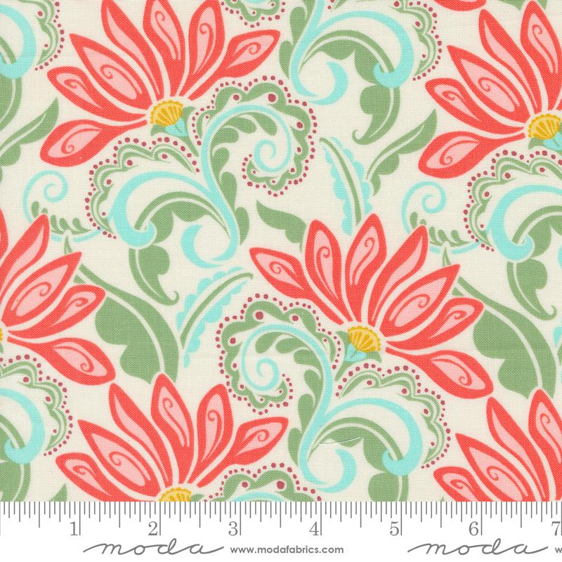 Moda Tango Valencia Cream Tangerine Fabric