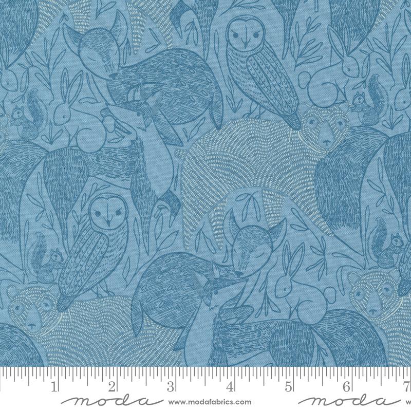 Moda Woodland Wonder Animals Sky Fabric