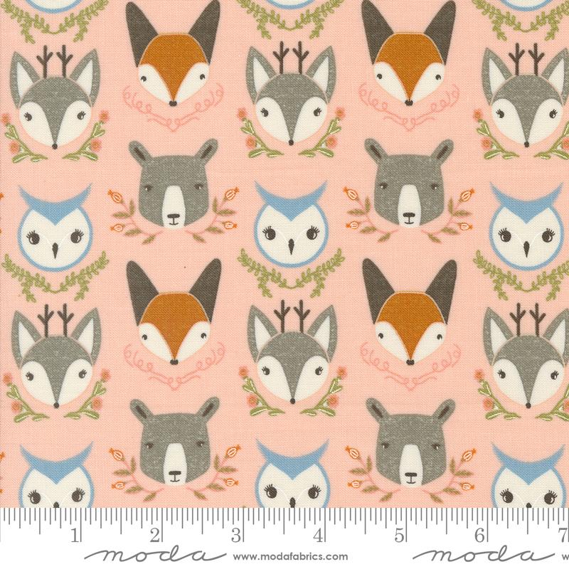 Moda Woodland Wonder Bobble Heads Blush Fabric