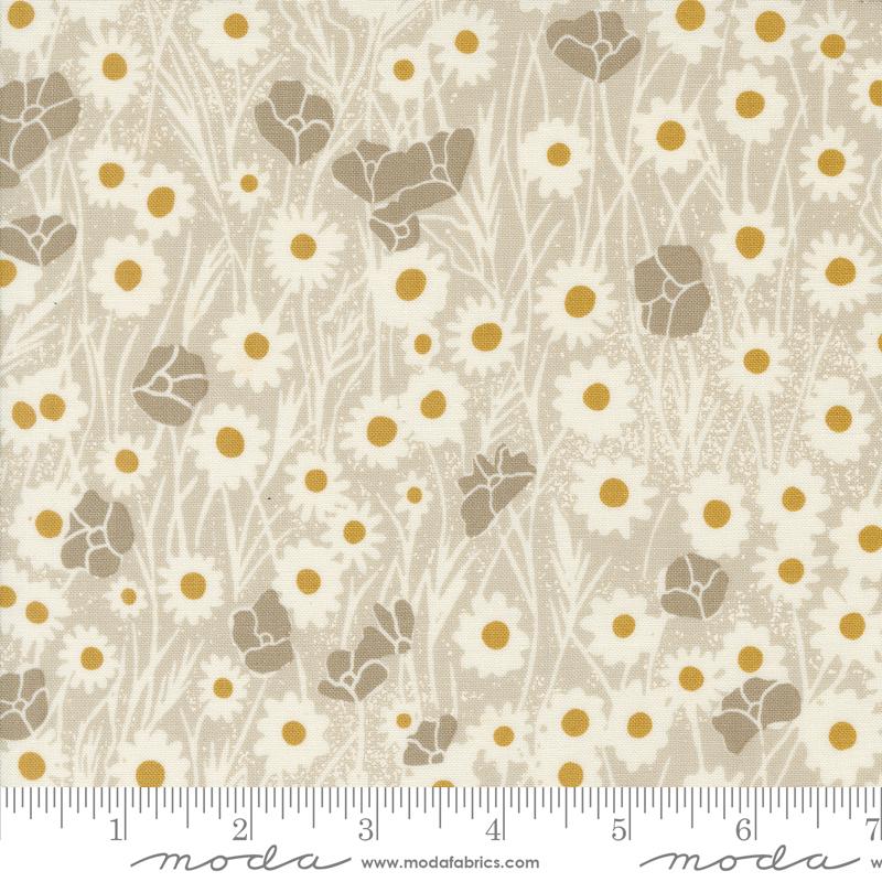 Moda Field Of Flowers Poppy Field Flax Fabric