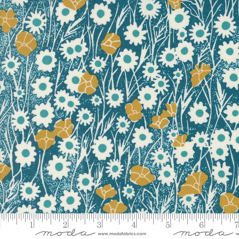 Moda Field Of Flowers Poppy Field Peacock Fabric