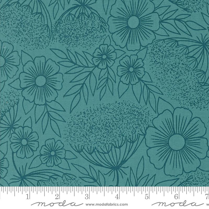 Moda Field Of Flowers Queen Annes Lace Turquoise Fabric