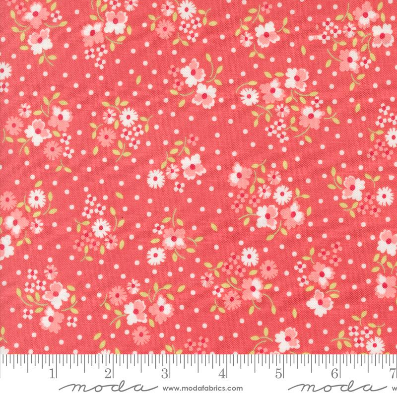 Moda Cali & Co Small Flower Dot Flamingo Fabric