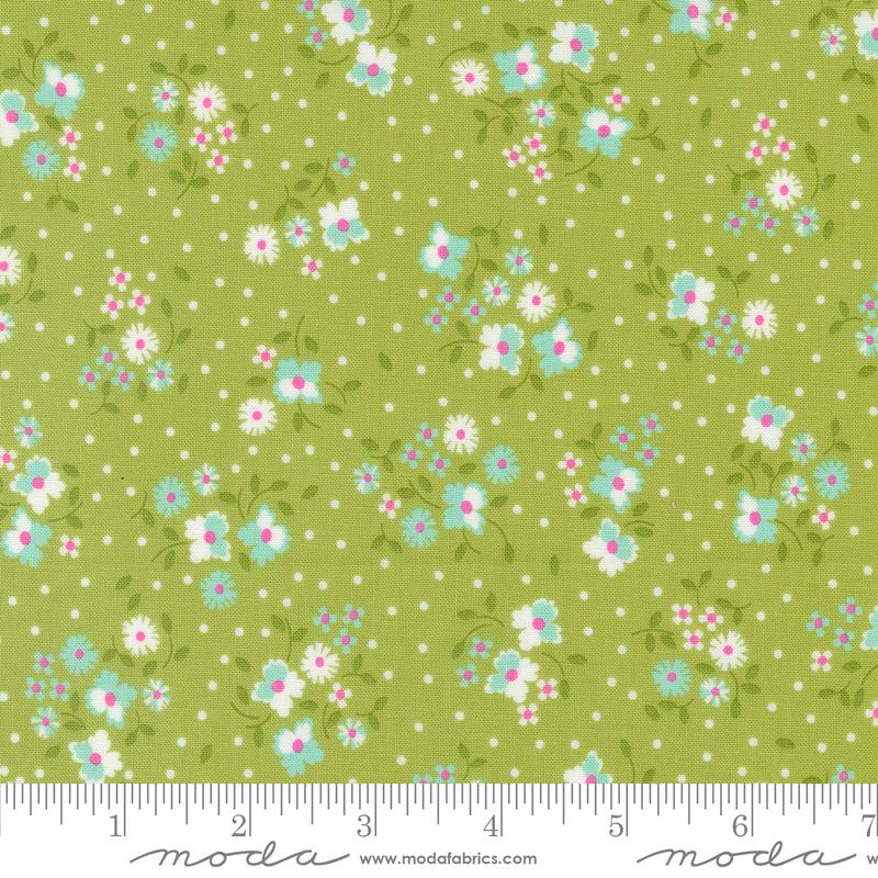 Moda Cali & Co Small Flower Dot Pistachio Fabric