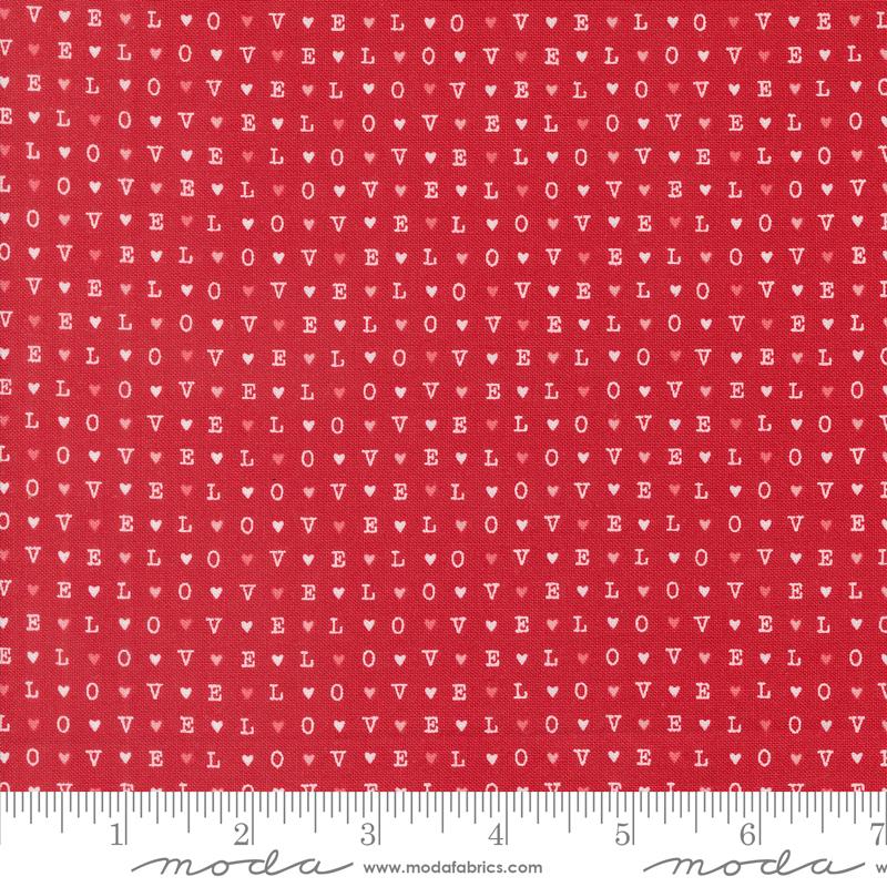 Moda Love Blooms LOVE Text Rose Fabric