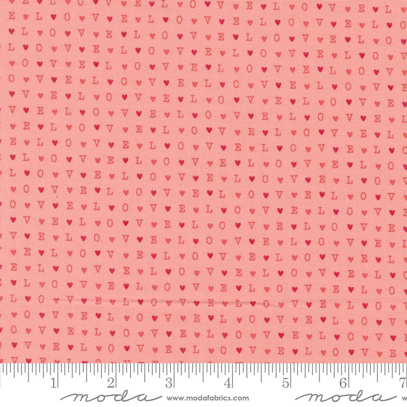 Moda Love Blooms LOVE Text Blush Fabric