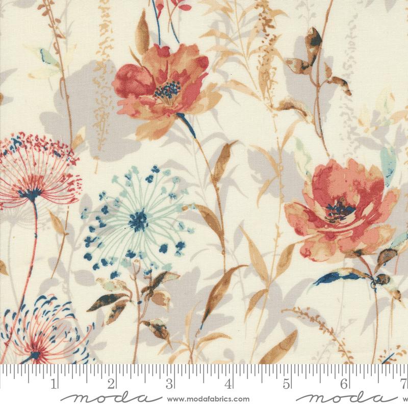 Moda Sandalwood Meadow Florals Opal Fabric